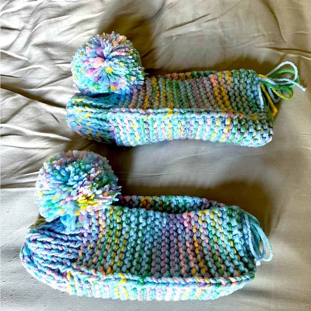 Pastel multicolored handmade slippers